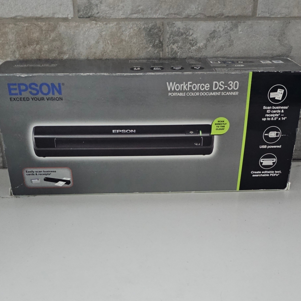 Like New Epson WorkForce DS-30 Portable Color Document Scanner - Black